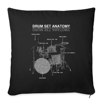 Drum Set Anatomy Drums Drummer Musician Band - Sofa pillowcase 17,3'' x 17,3'' (45 x 45 cm) - black - Front