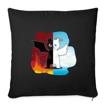 Cat Cat Angel Devil Evil Good Cute Meow - Sofa pillowcase 17,3'' x 17,3'' (45 x 45 cm) - black - Front