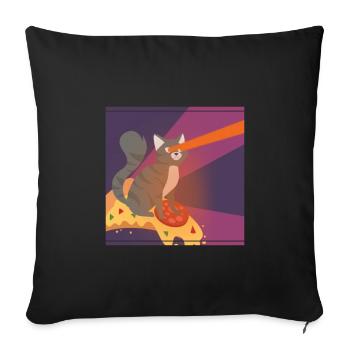 Cat Pussy Pizza Food Hunger Hangover Funny - Sofa pillowcase 17,3'' x 17,3'' (45 x 45 cm) - black - Front