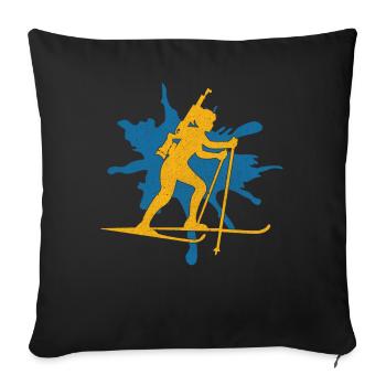 Biathlète biathlon - Housse de coussin décorative 45 x 45 cm - noir - Devant