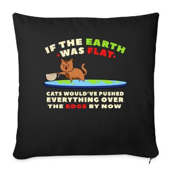 Lustige Katze Flatearth - Sofakissenbezug 45 x 45 cm - Schwarz - Vorne