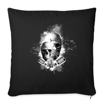 Skull skull and crossbones singer music karaoke - Sofa pillowcase 17,3'' x 17,3'' (45 x 45 cm) - black - Front