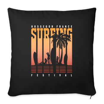Hossegor France Surfing Festival Surfing Holidays Fun - Sofa pillowcase 17,3'' x 17,3'' (45 x 45 cm) - black - Front