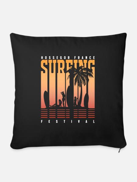 Hossegor France Surfing Festival Surfen Urlaub Fun - Sofakissenbezug 45 x 45 cm - Schwarz