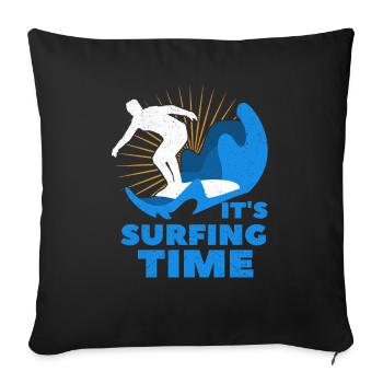Surfing surfing - Sofa pillowcase 17,3'' x 17,3'' (45 x 45 cm) - black - Front