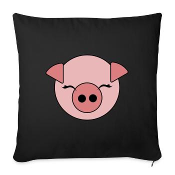 Porc cochon porcelets de poulet Pig Drôles de photos - Housse de coussin décorative 45 x 45 cm - noir - Devant