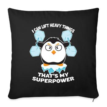 Cadeau de sport muscles de remise en forme pingouin - Housse de coussin décorative 45 x 45 cm - noir - Devant