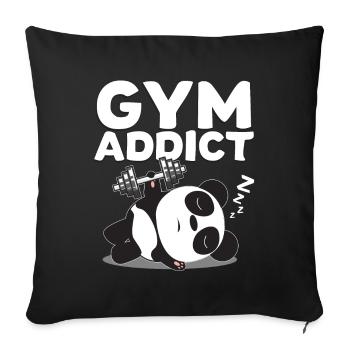 Panda Fitness Haltère Gym Cadeau - Housse de coussin décorative 45 x 45 cm - noir - Devant