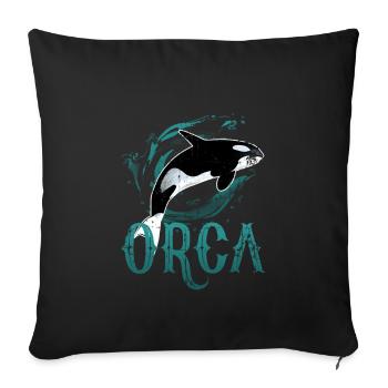 Baleine de baleine - Housse de coussin décorative 45 x 45 cm - noir - Devant