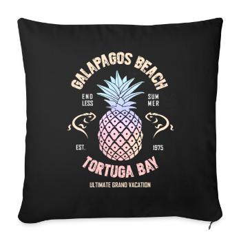 Galapagos Plage Tortuga Bay Ananas vacances voyage - Housse de coussin décorative 45 x 45 cm - noir - Devant
