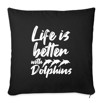 Dolphin dolphin - Sofa pillowcase 17,3'' x 17,3'' (45 x 45 cm) - black - Front