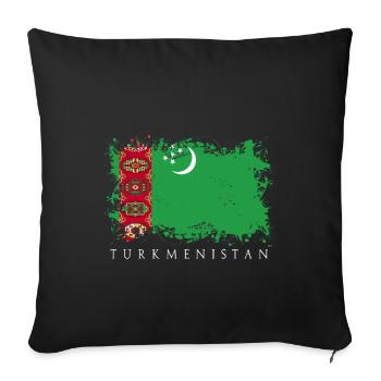 Turkménistan asie centrale drapeau drapeau pays - Housse de coussin décorative 45 x 45 cm - noir - Devant
