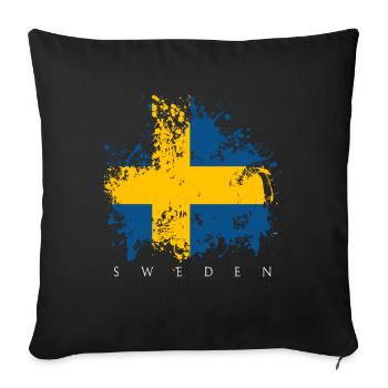 Schweden Fahne Flagge Stockholm Europa Tshirt - Sofakissenbezug 45 x 45 cm - Schwarz - Vorne