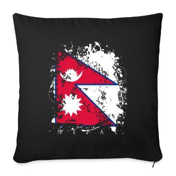 Nepal Kathmandu Flag State Asia Country - Sofa pillowcase 17,3'' x 17,3'' (45 x 45 cm) - black - Front
