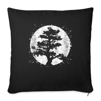 Arbre de Bouddha japonais méditatif - Housse de coussin décorative 45 x 45 cm - noir - Devant