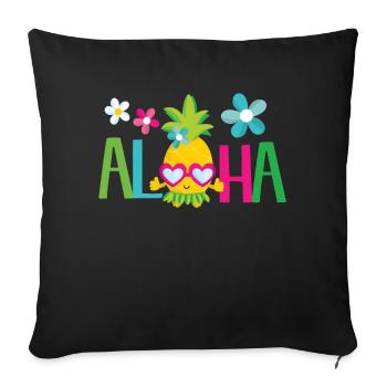 Aloha pineapple - summer sun beach Hawaii - Sofa pillowcase 17,3'' x 17,3'' (45 x 45 cm) - black - Front