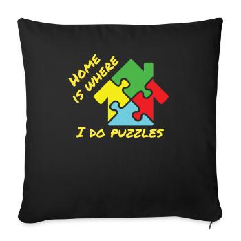 Puzzle Lover Home est l’endroit où je fais des puzzles - Housse de coussin décorative 45 x 45 cm - noir - Devant