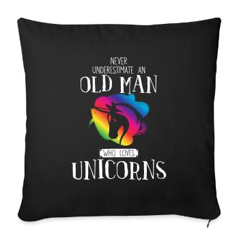 Unicorn Lover Gift Idea Old Man Unicorn - Sofa pillowcase 17,3'' x 17,3'' (45 x 45 cm) - black - Front