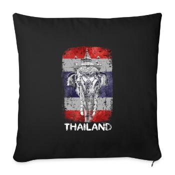 Éléphant de vacances en Thaïlande - Housse de coussin décorative 45 x 45 cm - noir - Devant