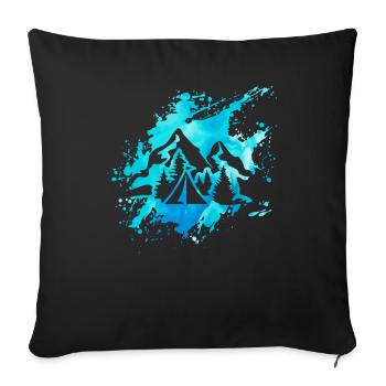 Camping Mountains Tent Nature Camper Gift Idea Art - Sofa pillowcase 17,3'' x 17,3'' (45 x 45 cm) - black - Front