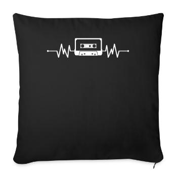 Kassetten-Herzschlag-Audiokassetten-Mixtape - Sofakissenbezug 45 x 45 cm - Schwarz - Vorne