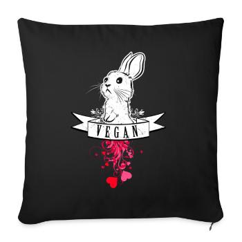 Vegan Bunny Rabbit Hase Kaninchen Vegetarier - Sofakissenbezug 45 x 45 cm - Schwarz - Vorne
