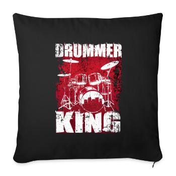 Batterie batterie batteur - Housse de coussin décorative 45 x 45 cm - noir - Devant