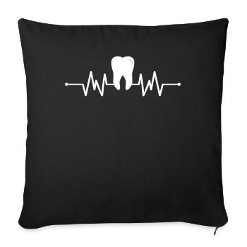 Tooth Heartbeat Dentist Dental Hygienist Hygiene - Sofa pillowcase 17,3'' x 17,3'' (45 x 45 cm) - black - Front