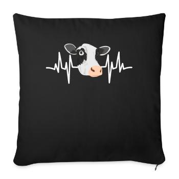 Vache Battement De Coeur Pastoral Farmer Farming Farm EKG - Housse de coussin décorative 45 x 45 cm - noir - Devant