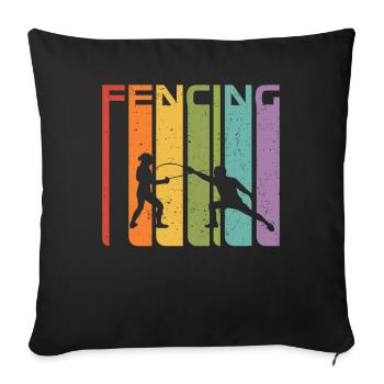 Vintage Fencing Sport Retro Fencer Gift Epee 70s - Sofa pillowcase 17,3'' x 17,3'' (45 x 45 cm) - black - Front