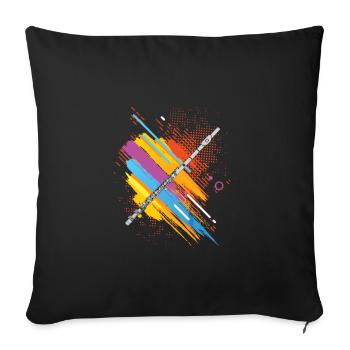Flutist Transverse Flute Player Flautist Flute Art - Sofa pillowcase 17,3'' x 17,3'' (45 x 45 cm) - black - Front