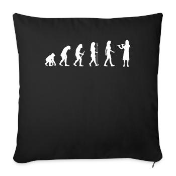 Flûtiste cadeau joueur de flûte traversière Evolution Man - Housse de coussin décorative 45 x 45 cm - noir - Devant