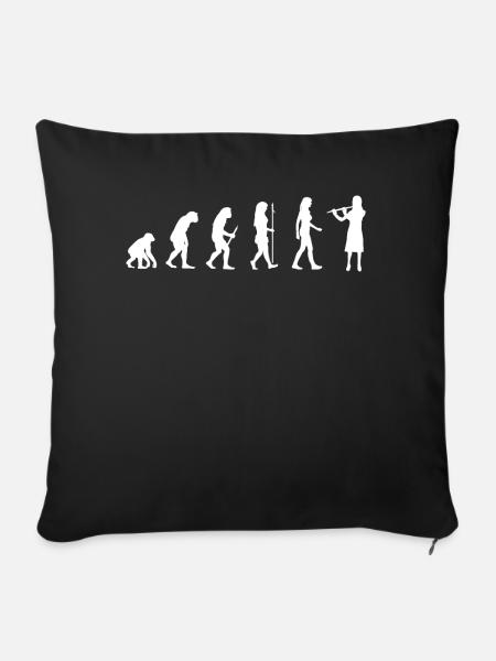Flûtiste cadeau joueur de flûte traversière Evolution Man - Housse de coussin décorative 45 x 45 cm - noir
