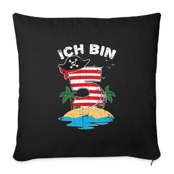 Pirat 5. Geburtstag Geschenk - Sofakissenbezug 45 x 45 cm - Schwarz - Vorne