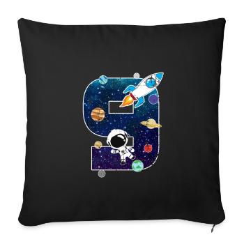 Astronaut 9th birthday - Sofa pillowcase 17,3'' x 17,3'' (45 x 45 cm) - black - Front