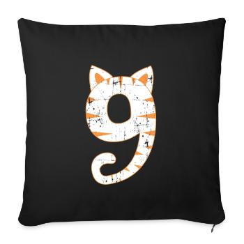 Cat 9th birthday - Sofa pillowcase 17,3'' x 17,3'' (45 x 45 cm) - black - Front