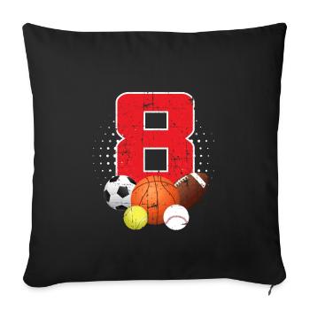 Sport 8th birthday - Sofa pillowcase 17,3'' x 17,3'' (45 x 45 cm) - black - Front