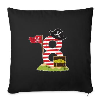 Pirate 8th birthday - Sofa pillowcase 17,3'' x 17,3'' (45 x 45 cm) - black - Front