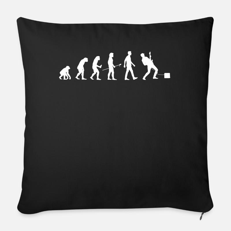 E Guitar Player Evolution Man Guitarist Gift - Housse de coussin décorative 45 x 45 cm - noir