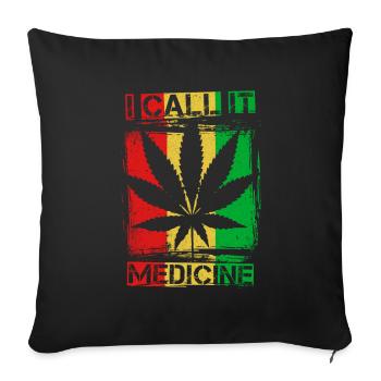 Weed Hemp Hippie Retro THC 420 Gift - Sofa pillowcase 17,3'' x 17,3'' (45 x 45 cm) - black - Front
