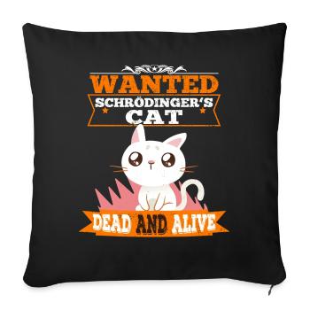 Le chat de Schrödinger chat mignon physique quantique - Housse de coussin décorative 45 x 45 cm - noir - Devant
