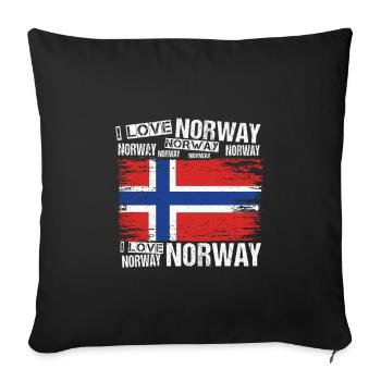 I love Norway - Sofa pillowcase 17,3'' x 17,3'' (45 x 45 cm) - black - Front