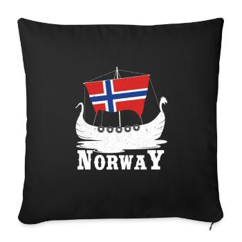Norway boat viking gift - Sofa pillowcase 17,3'' x 17,3'' (45 x 45 cm) - black - Front