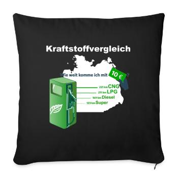 Kraftstoffvergleich - Sofakissenbezug 45 x 45 cm - Schwarz - Vorne