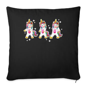 Three Unicorns Dancing Dabbing - Sofa pillowcase 17,3'' x 17,3'' (45 x 45 cm) - black - Front