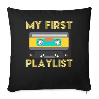 80s 90s Cassette Tape - Sofa pillowcase 17,3'' x 17,3'' (45 x 45 cm) - black - Front