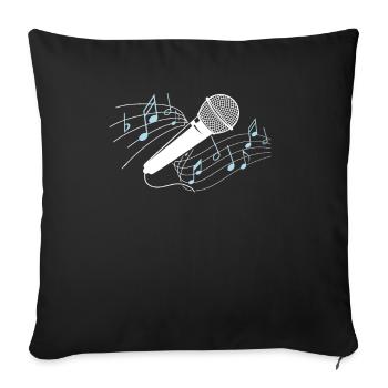 Microphone Karaoke Singing Singer Shirt with Sheet Music - Sofa pillowcase 17,3'' x 17,3'' (45 x 45 cm) - black - Front