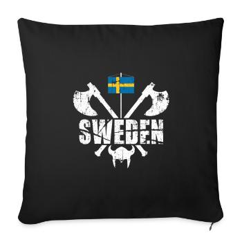 Suède Viking cadeau - Housse de coussin décorative 45 x 45 cm - noir - Devant