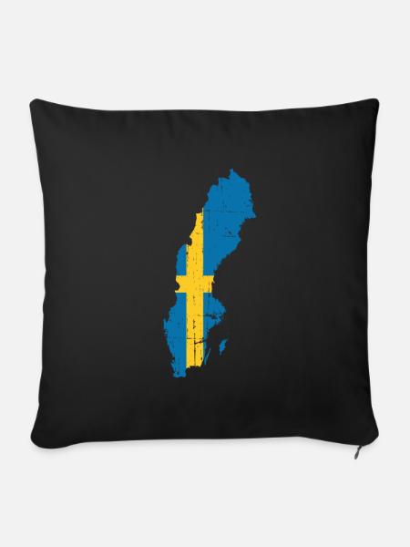 Schweden Flagge Land - Sofakissenbezug 45 x 45 cm - Schwarz