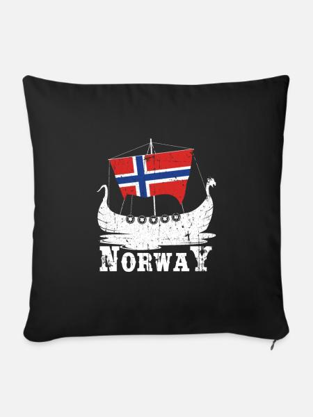 Norwegen Boot Wikinger - Sofakissenbezug 45 x 45 cm - Schwarz